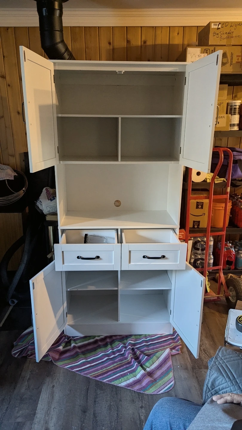 White Storage Cabinet with Shelves and Drawers - photo 3