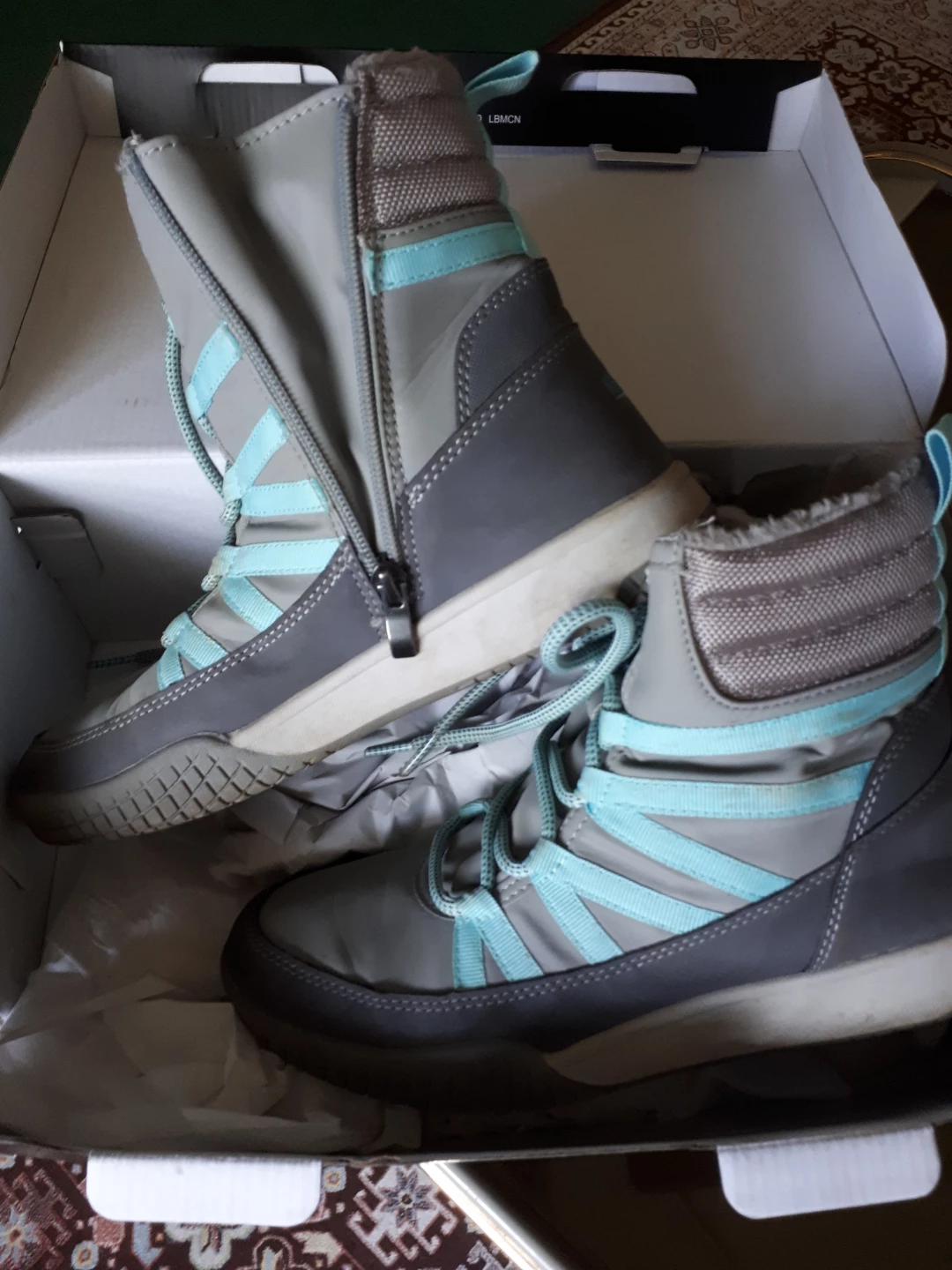 Khombu Windy Winter Boots Grey Blue Size 7M