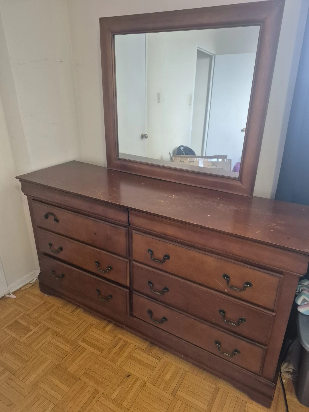 Wooden Dresser with Mirror and night stand