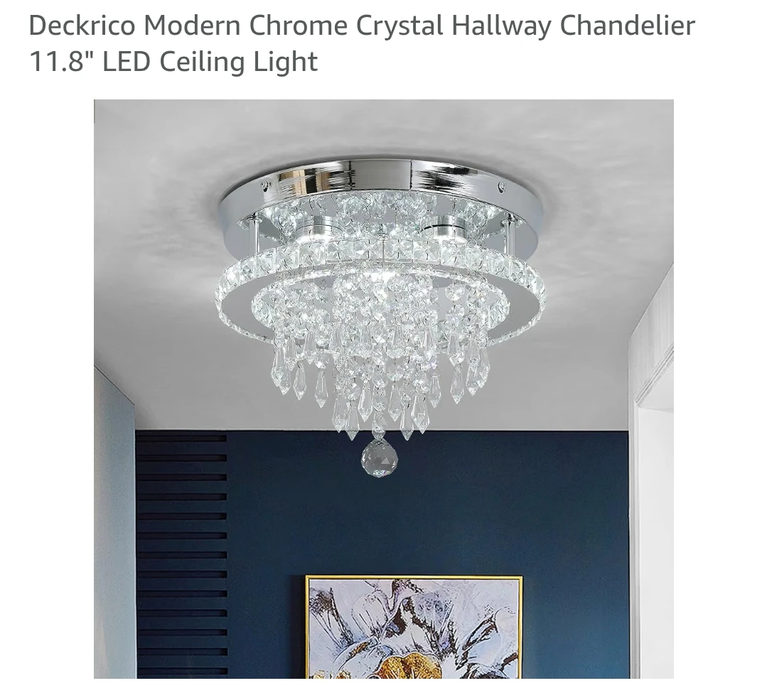 Deckrico Modern Chrome Crystal Hallway Chandelier