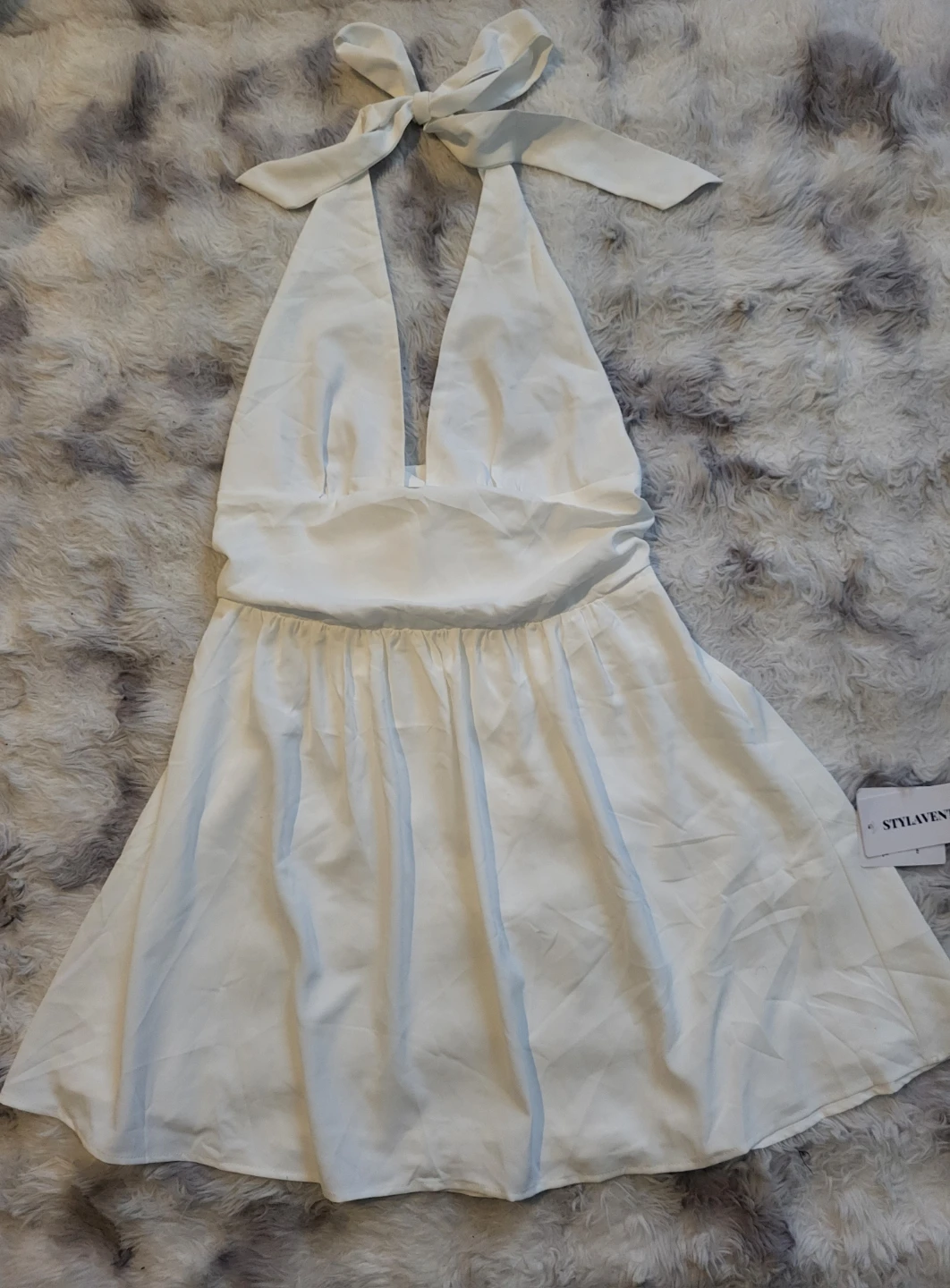 New Woman's Large Stylavent White Halter Mini Dress - photo 4