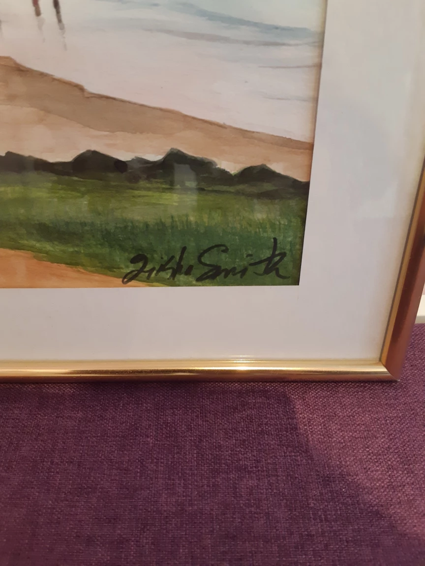 Framed Beach Scene Watercolor - photo 4