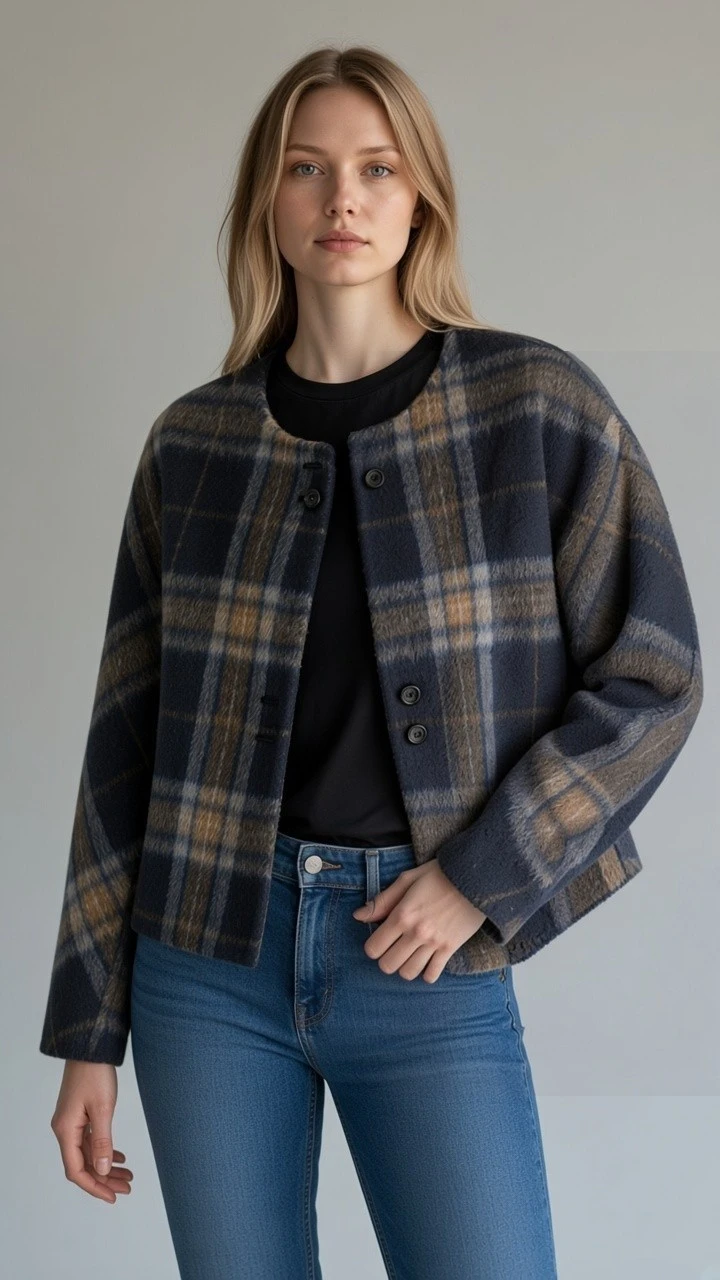 Women's Plaid Wool-Blend Jacket