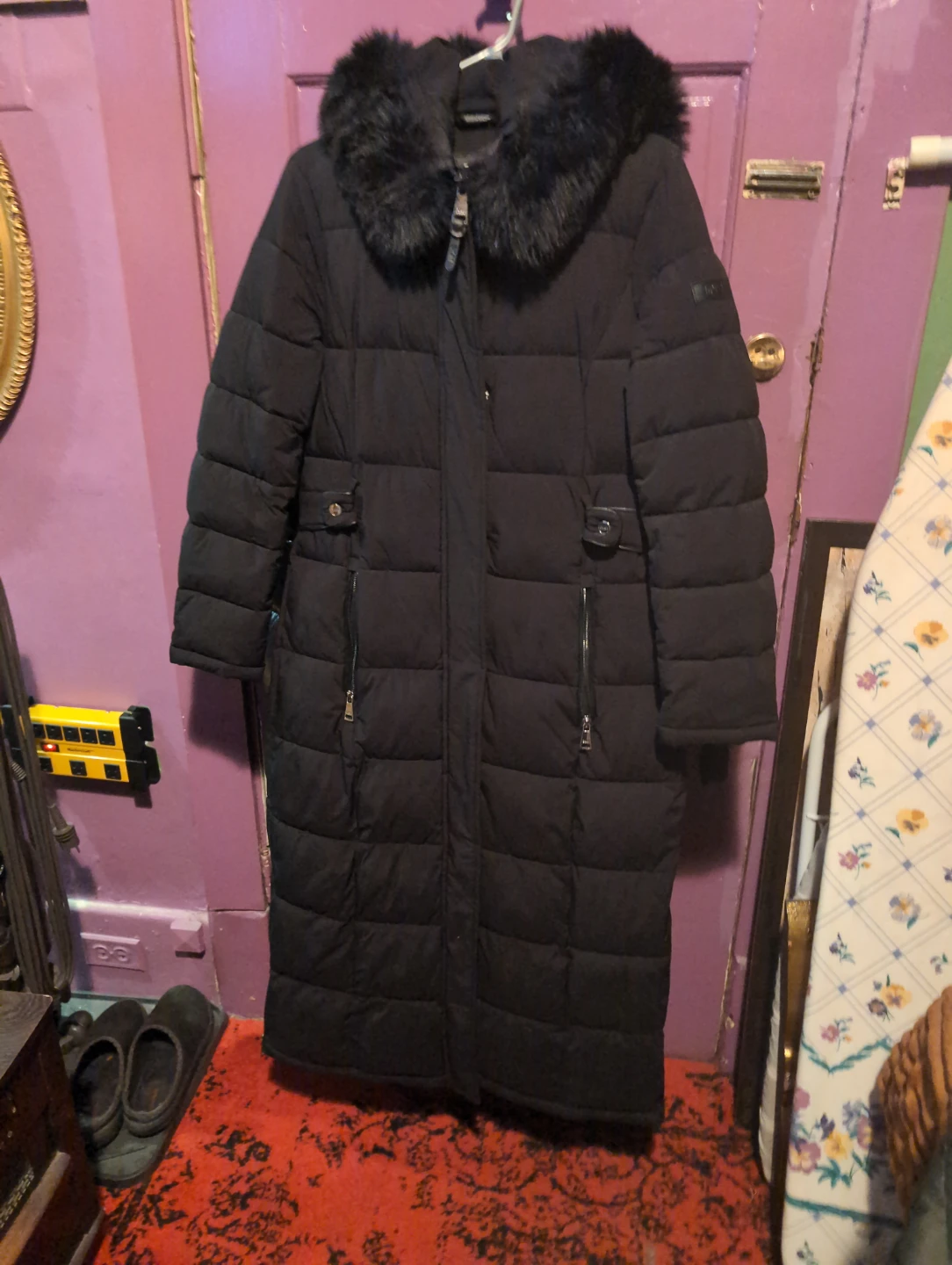 DKNY Black Long Puffer Coat