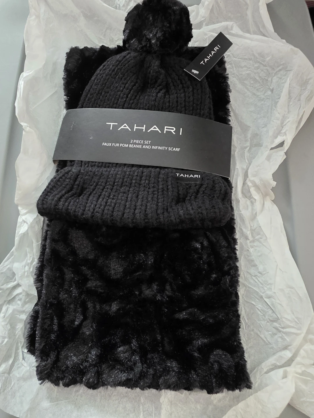 Tahari Faux Fur Beanie and Infinity Scarf Set