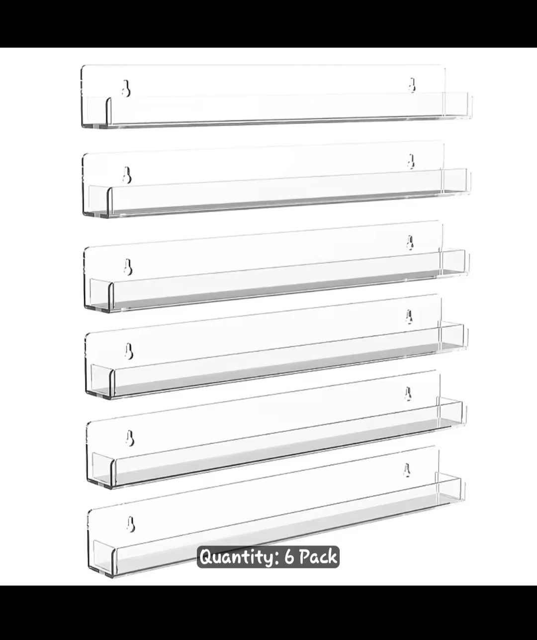 Set of 6 Acrylic Floating Wall Shelves