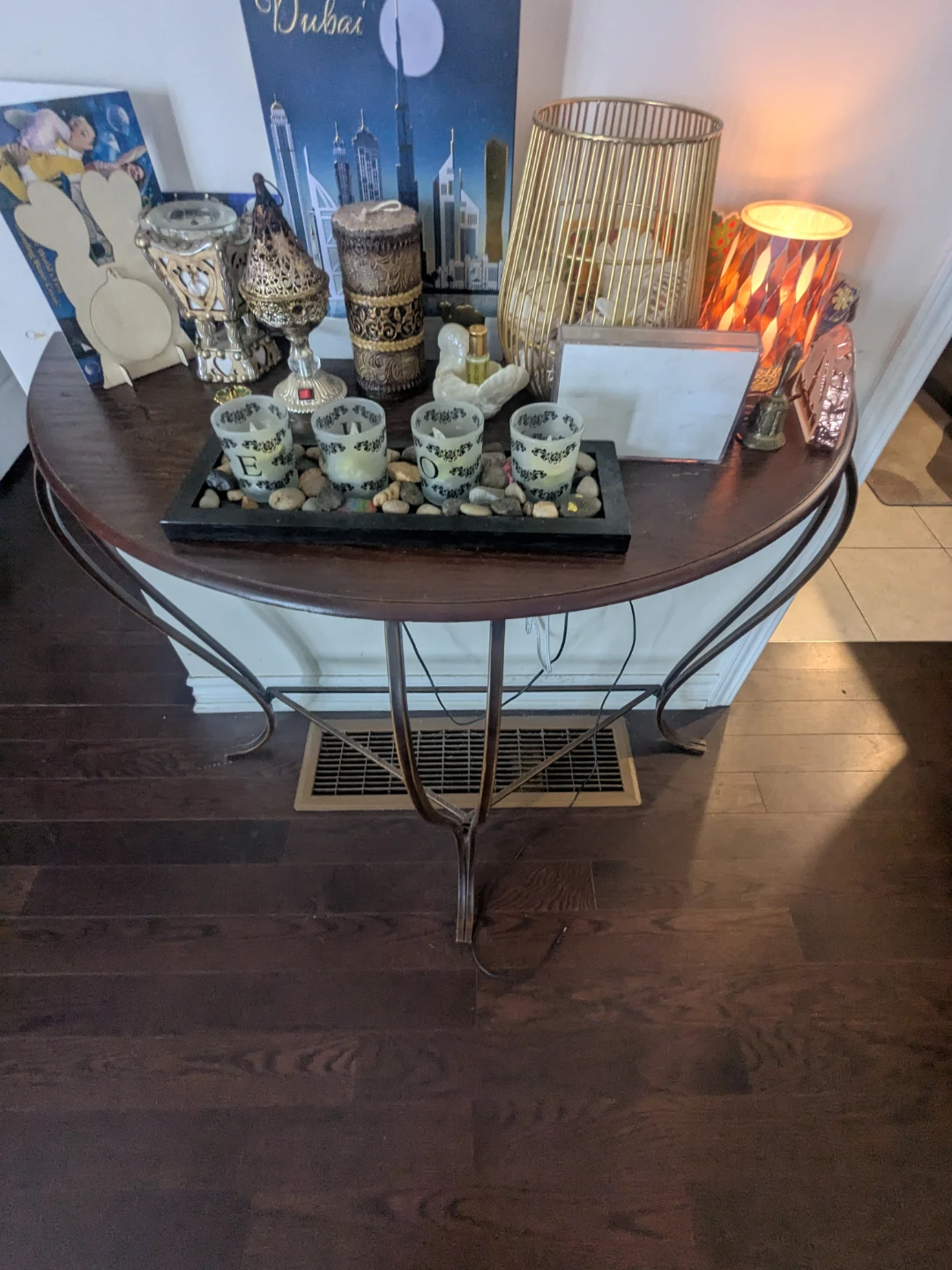 Glass and Wood Coffee Table, Side Table, and Console Table Set - photo 5