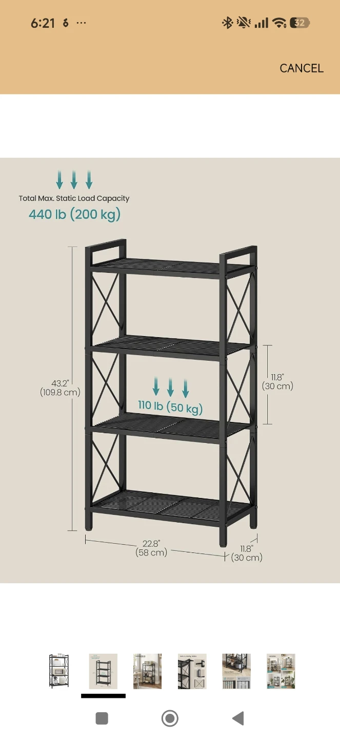 SONGMICS 4-Tier Metal Storage Rack - Ink Black - photo 3