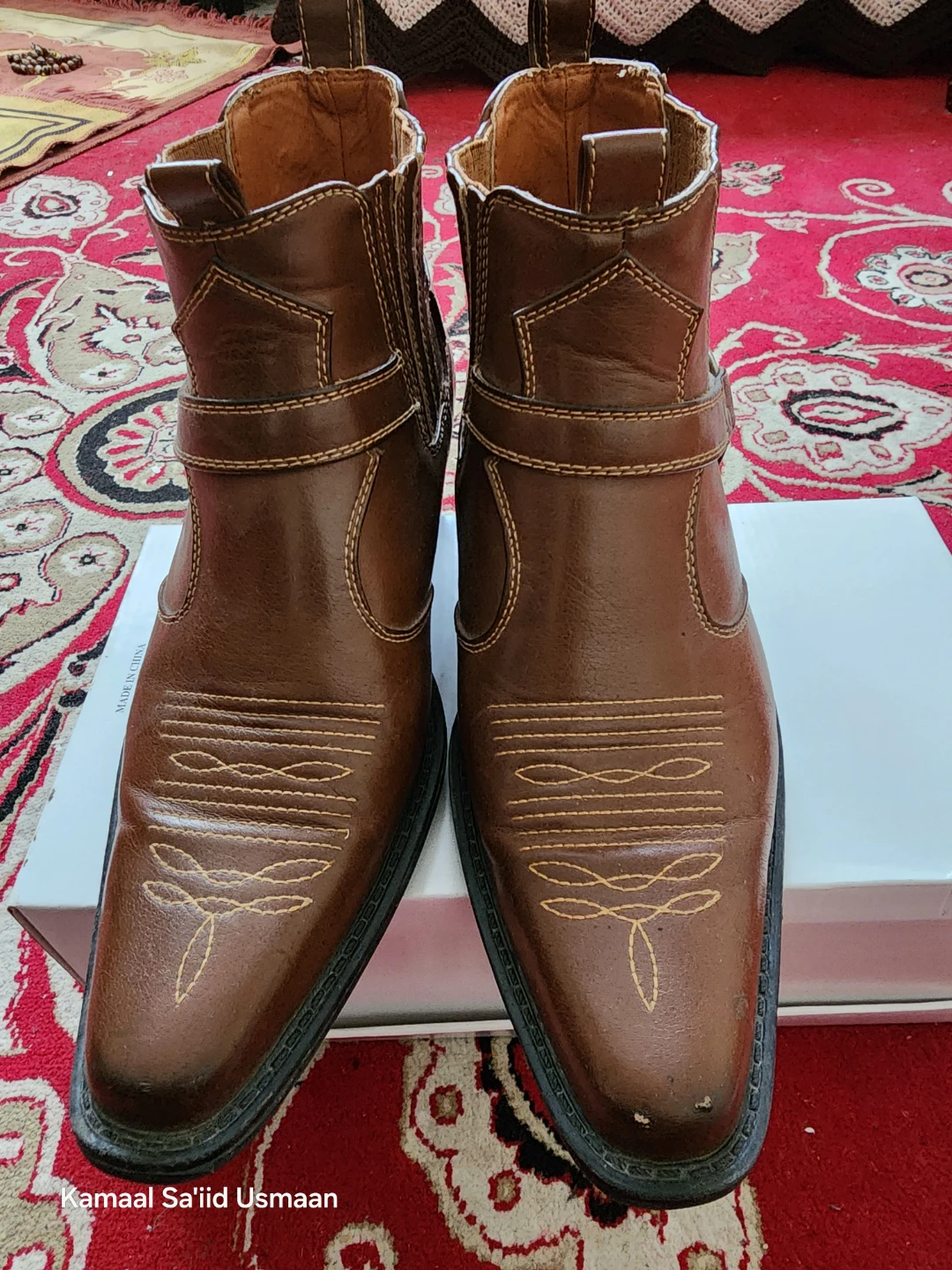 Men's Brown Leather Ankle Harness Cowboy / Western Boots Size 41 - photo 2