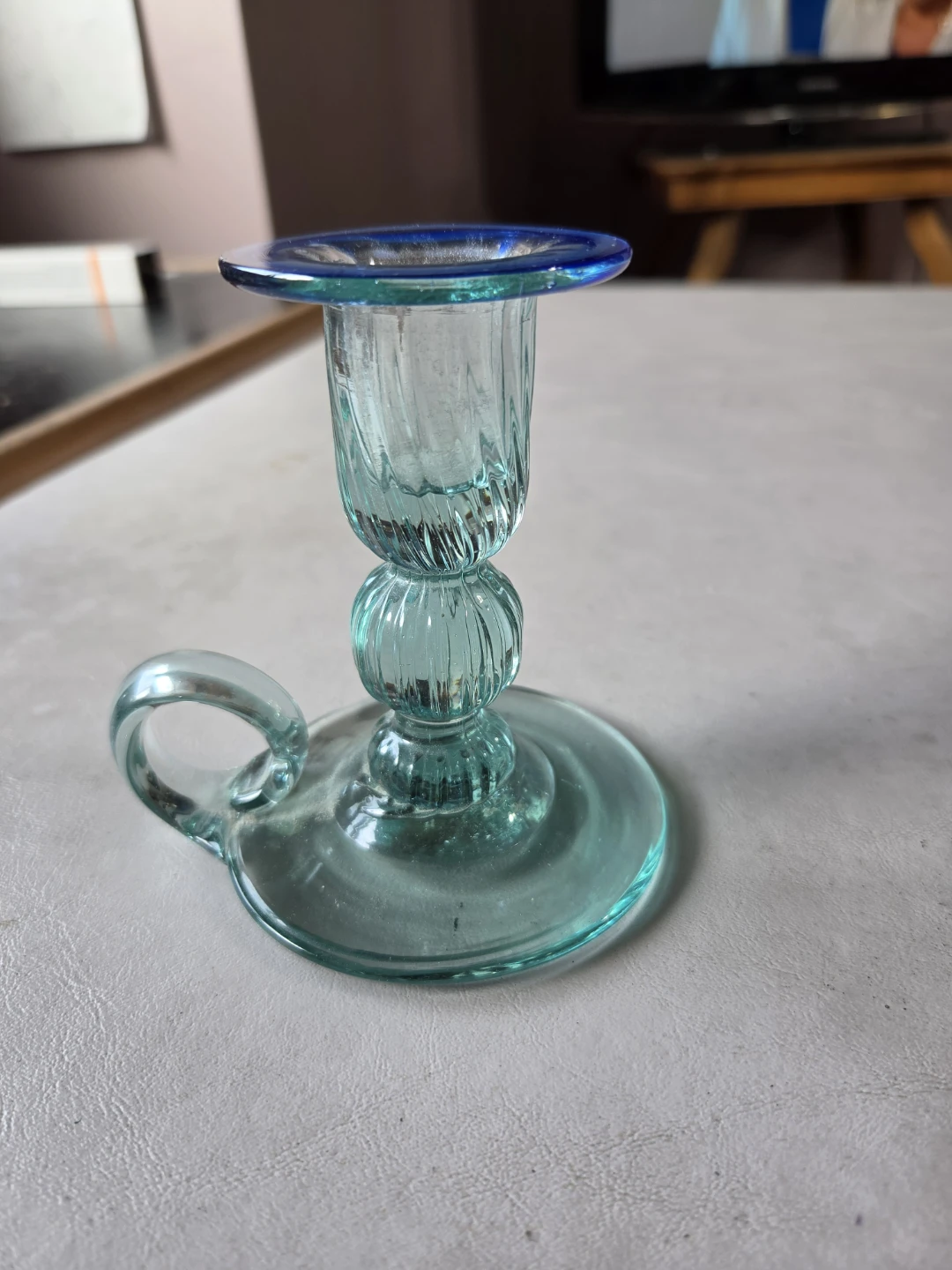 Vintage Style Mexixan Recycled Art Glass Candle Holder