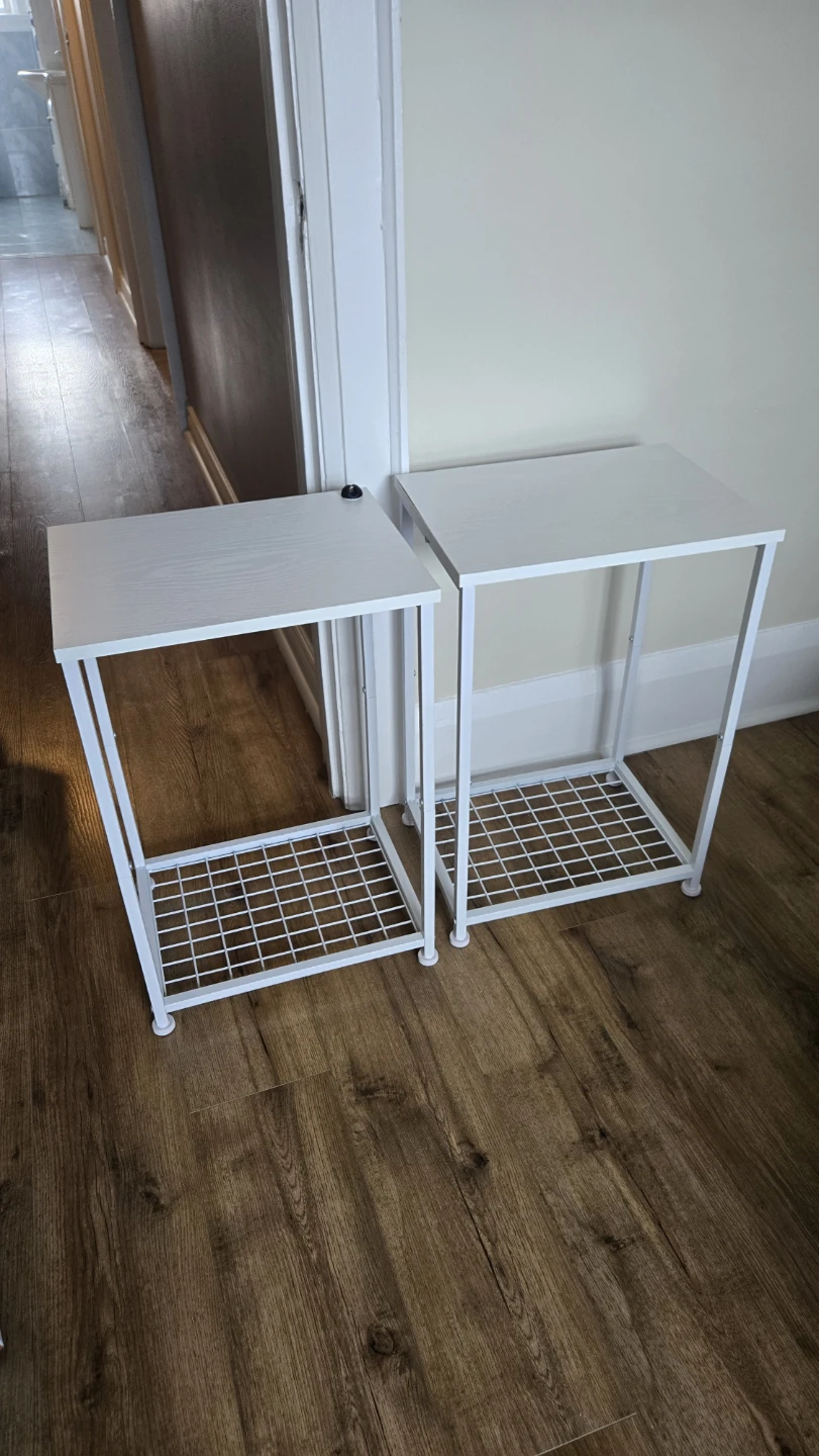 Set of two white side tables