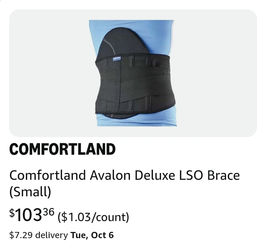 Comfortland Avalon Deluxe LSO Brace, MEDIUM