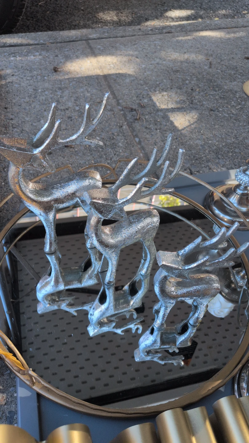 Set of 3 Silver Reindeer Figurines