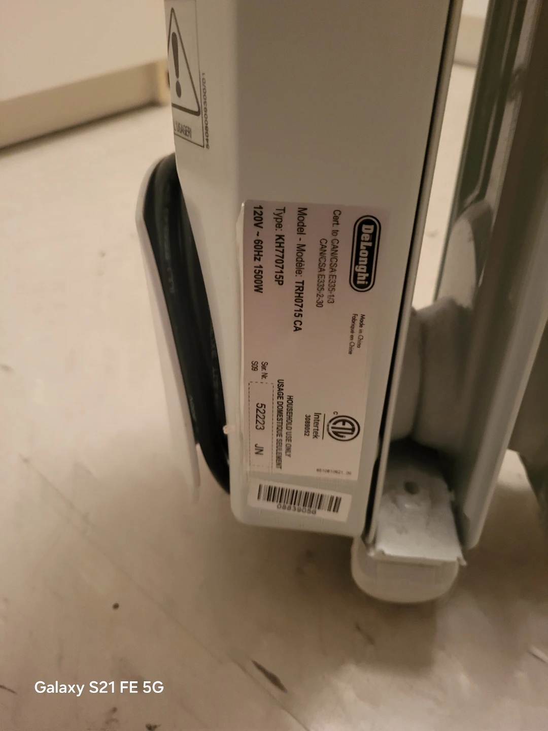 DeLonghi Safeheat Oil-Filled Radiator Heater - photo 3
