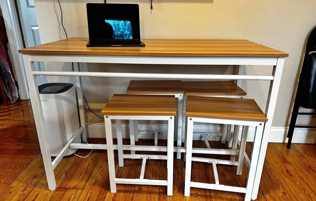 Industrial Style Dining Table with 2 Stools
