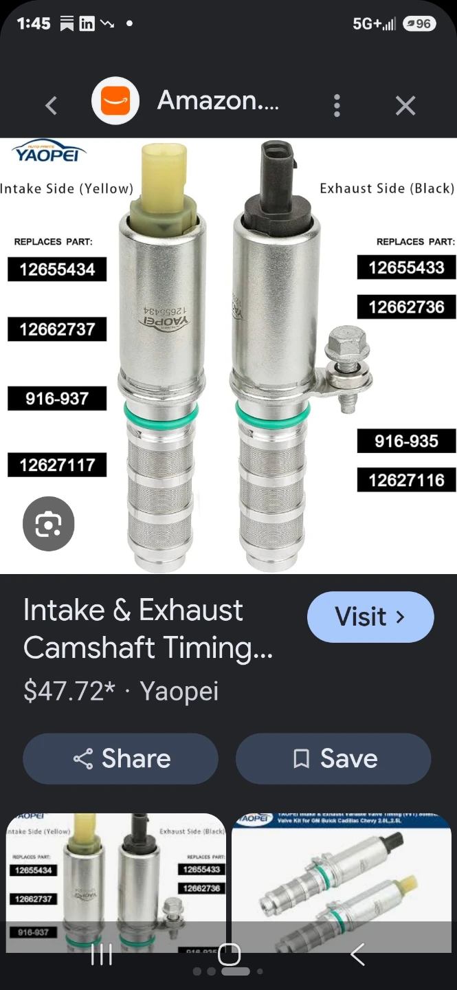Yaopei Intake & Exhaust Camshaft Timing Solenoid Valve Kit