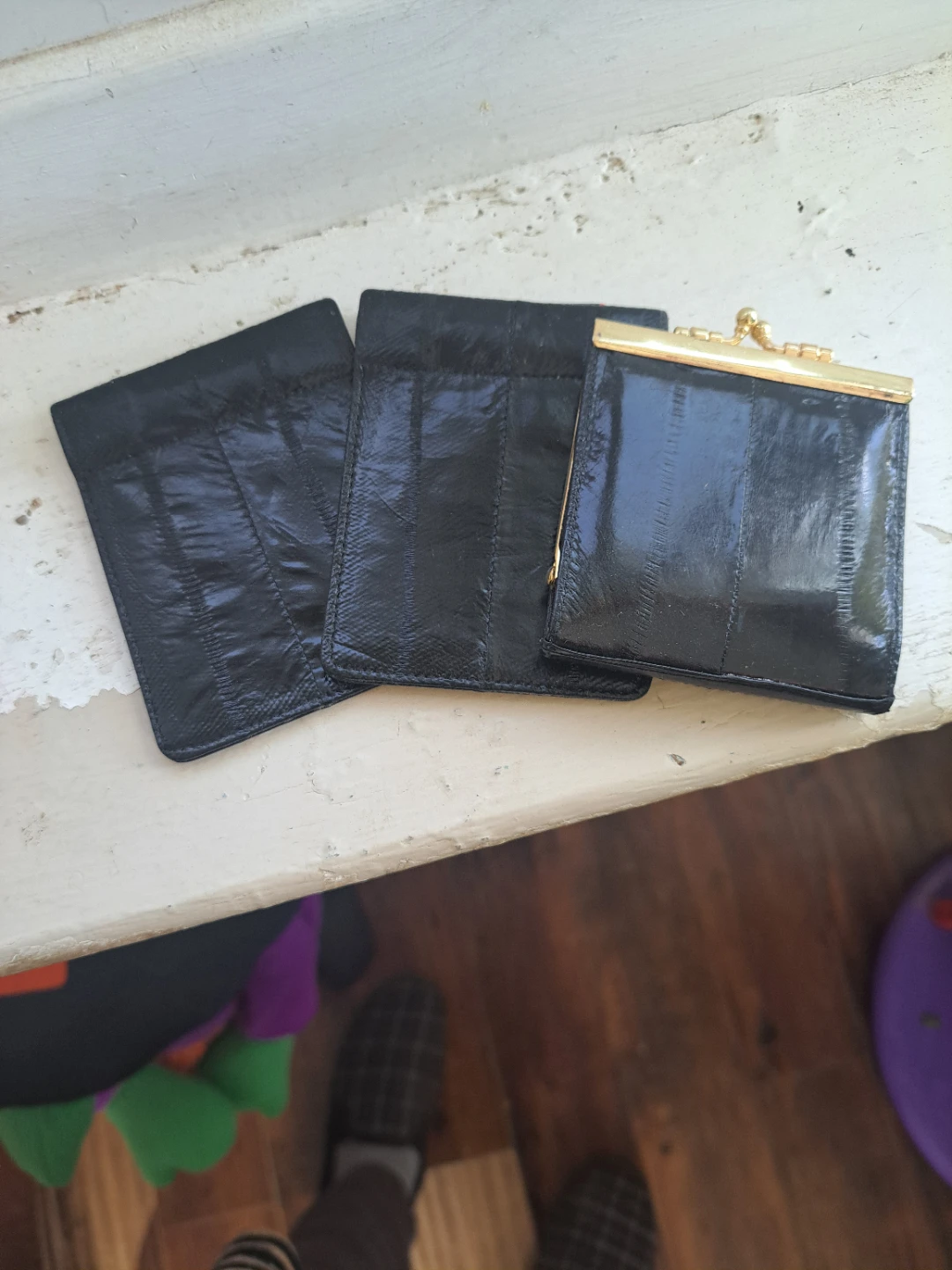 Black Eel Skin Coin Purse and Card Holders