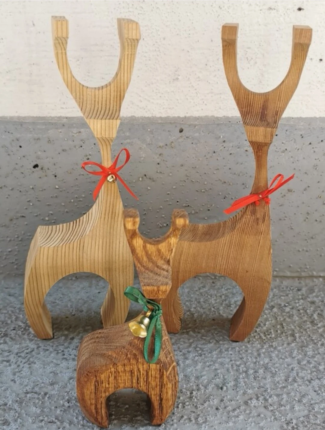 Vintage MCM Scandinavian Style Wooden Reindeers Set of 3