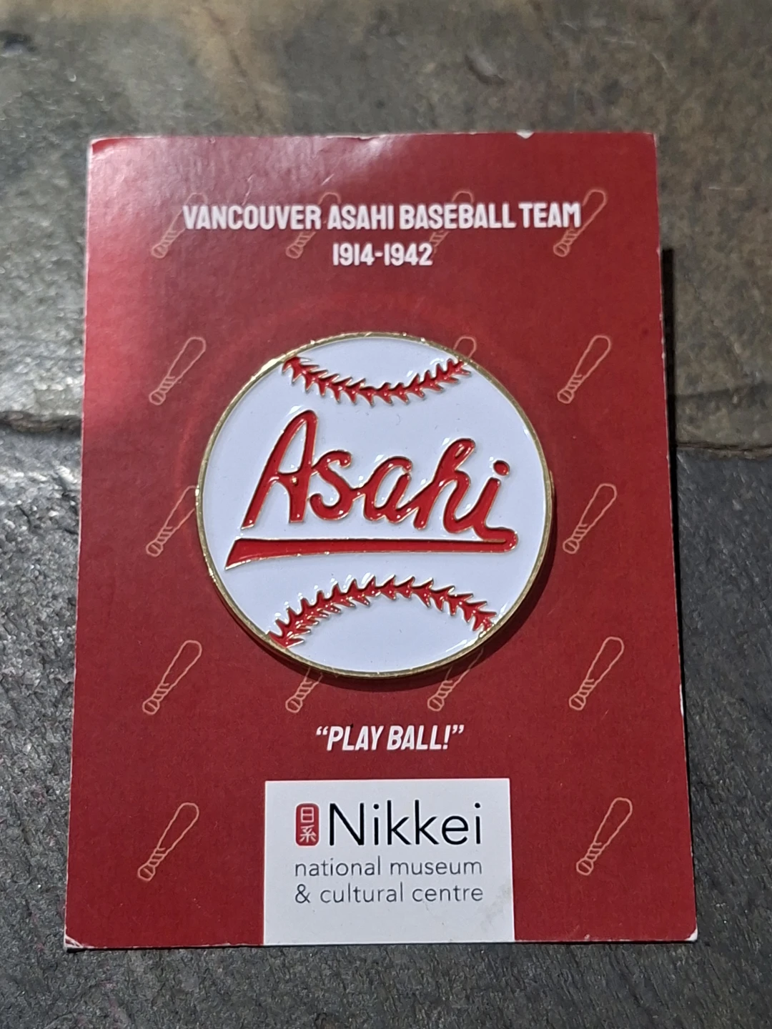 Vancouver Asahi Baseball Team Commemorative Enamel Museum Pin