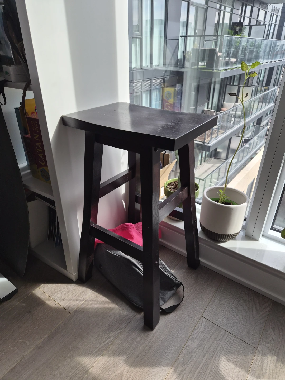 Dark Brown Wooden Bar Stool
