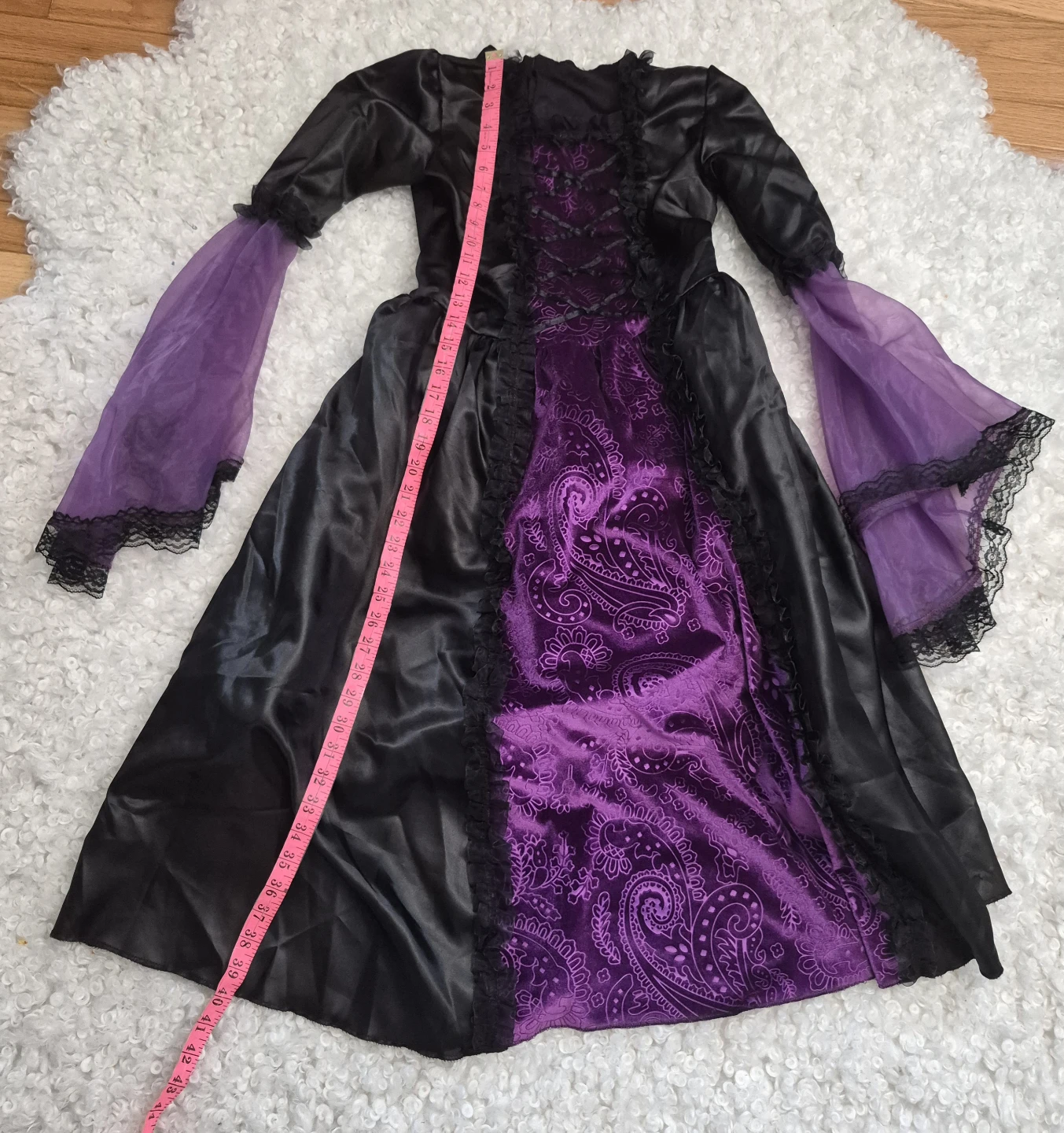 Witch Vampire Costume Dress & Hat Kids M L Halloween Cosplay - photo 3