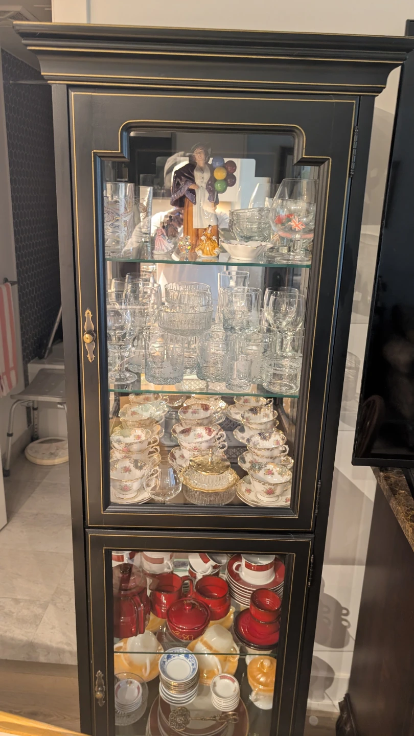 Elegant Black Tall Curio Display Cabinet