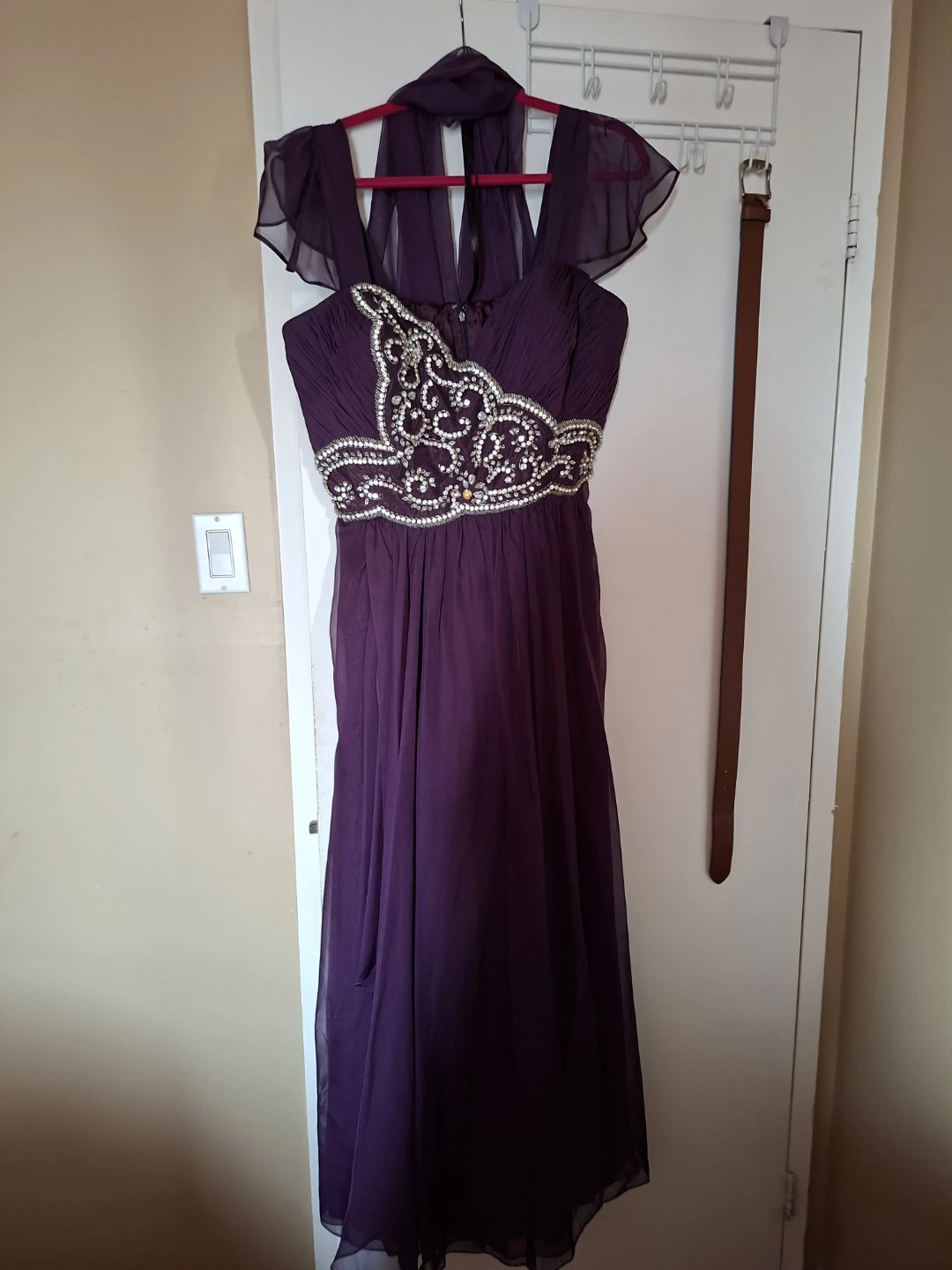 Dark Purple Beaded Formal Gown