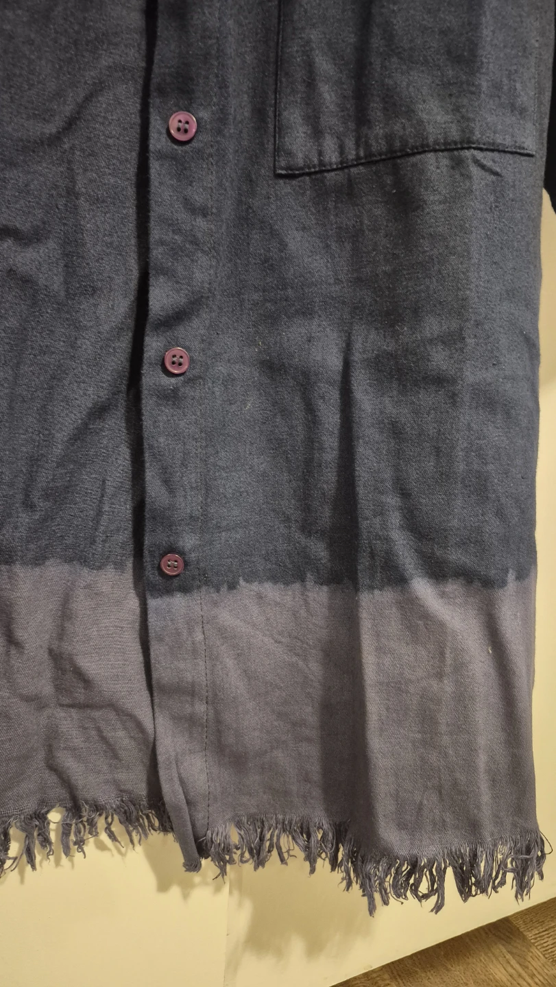 Moto Blue Frayed Hem Button-Down Shirt - photo 3