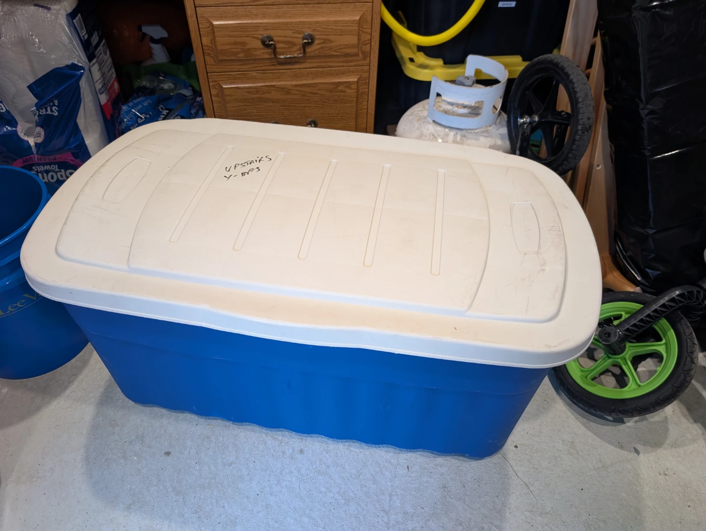 Large Rubbermaid storage bin