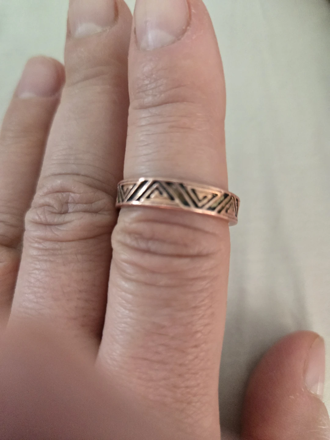 Copper Geometric Pattern Ring size 9