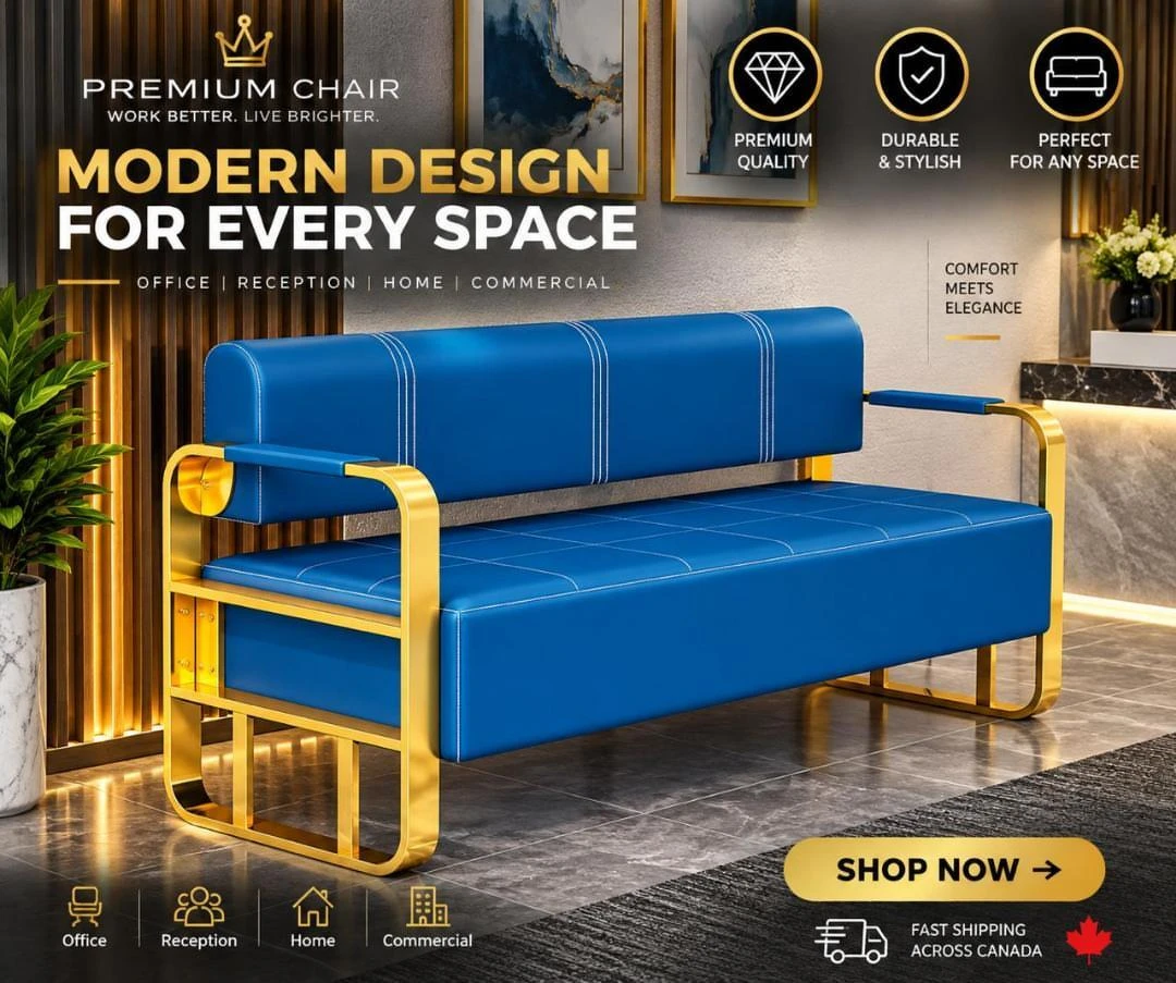 Modern Metal and Leatherette Bench - photo 3