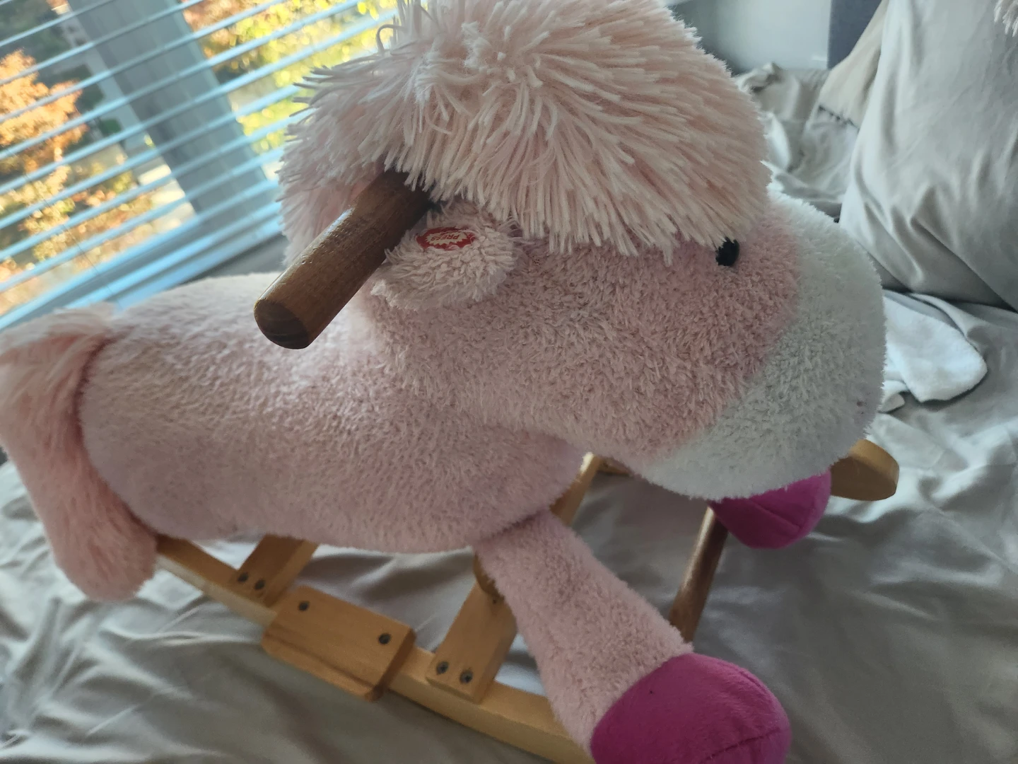 Pink Plush Rocking Horse