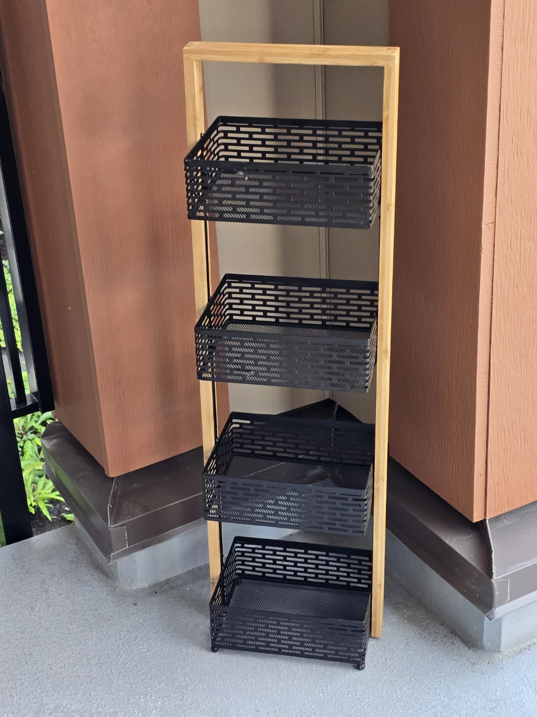4-Tier Bamboo and Metal Storage Rack