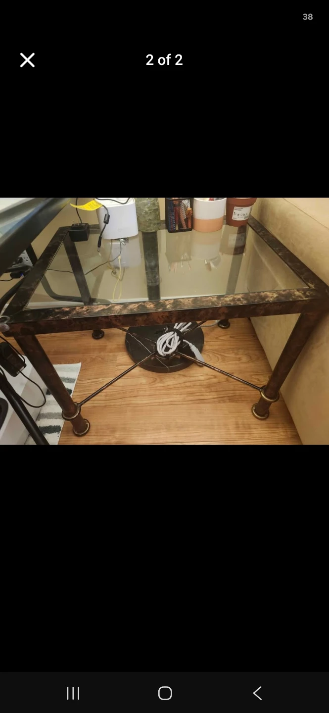 Glass top metal tables set