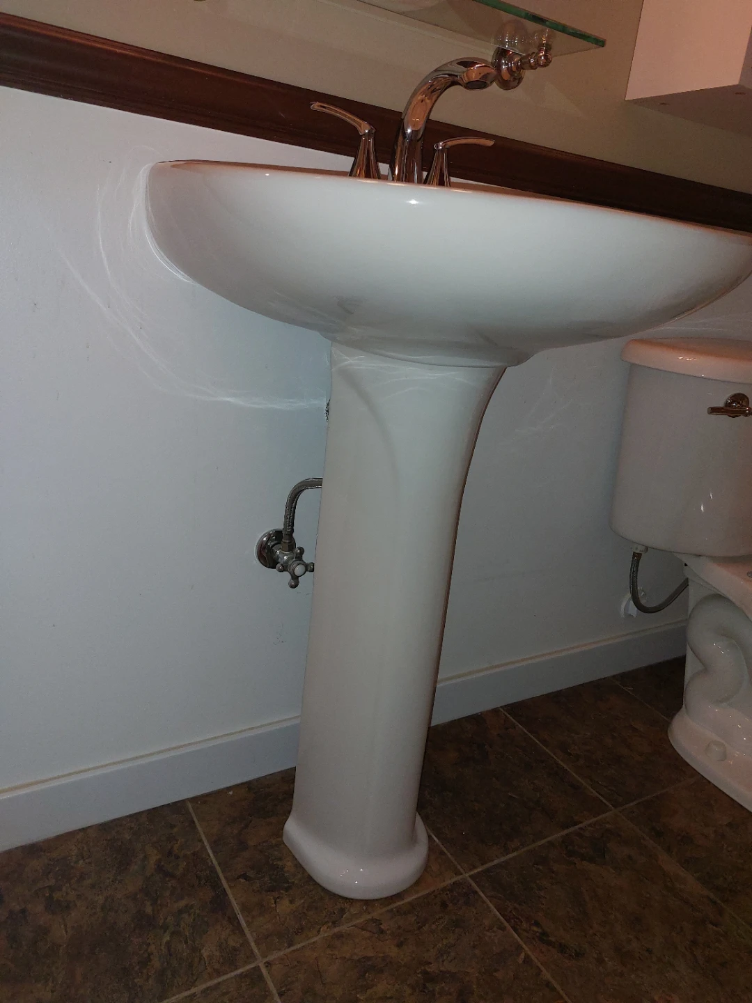 White Pedestal Bathroom Sink - photo 3