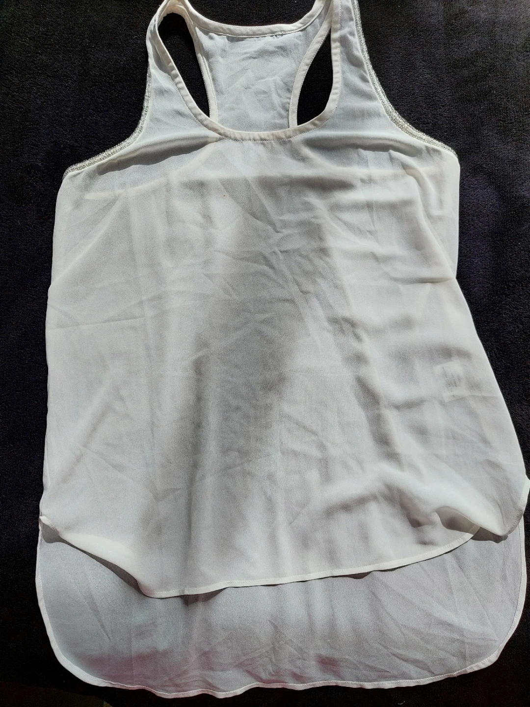 White beaded racerback tank top