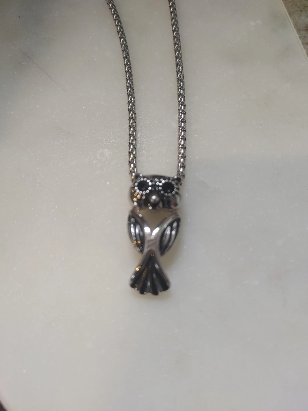 Silver-toned Owl Pendant Necklace New