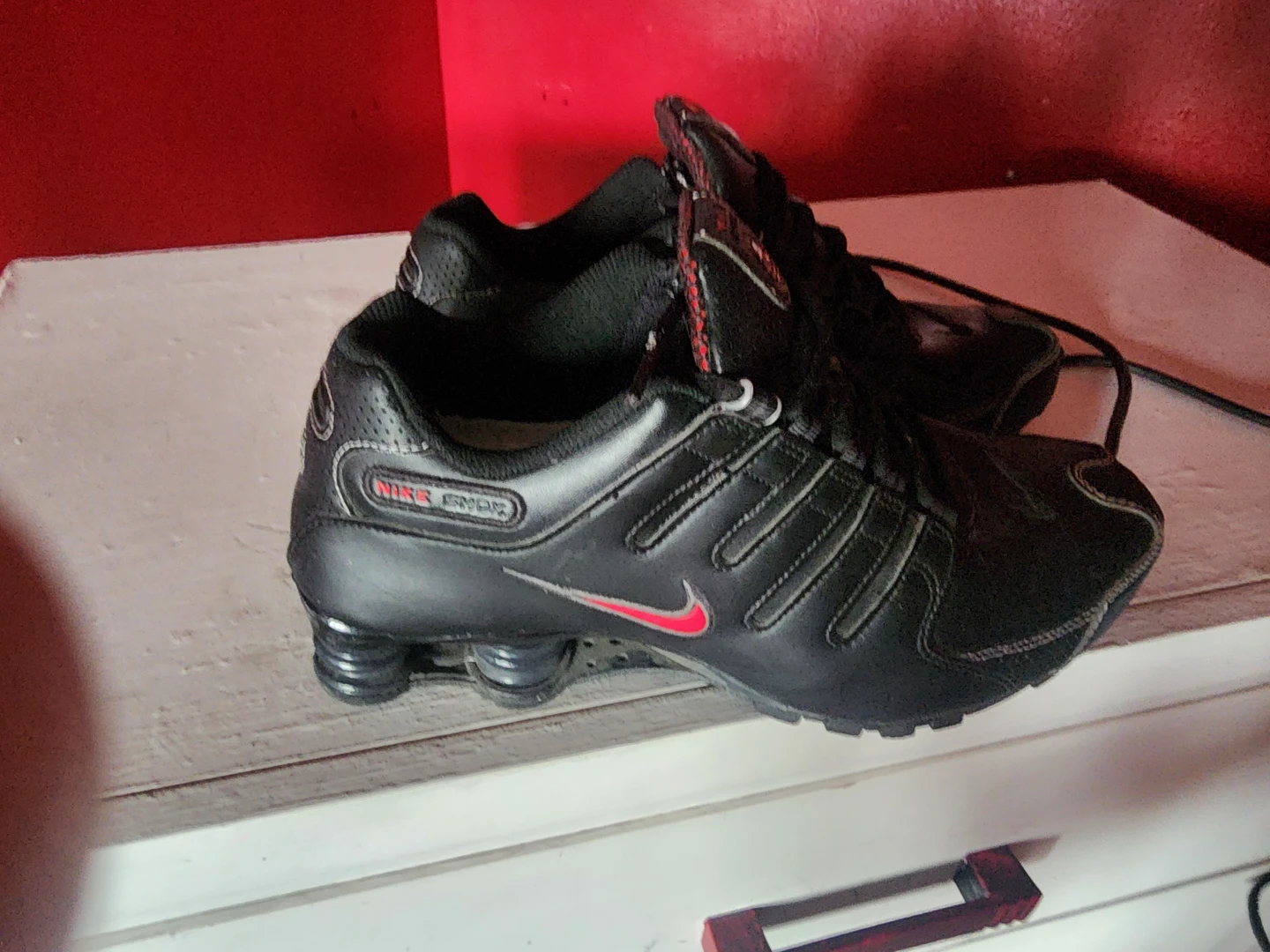 Nike Shox Black and Red and black leather