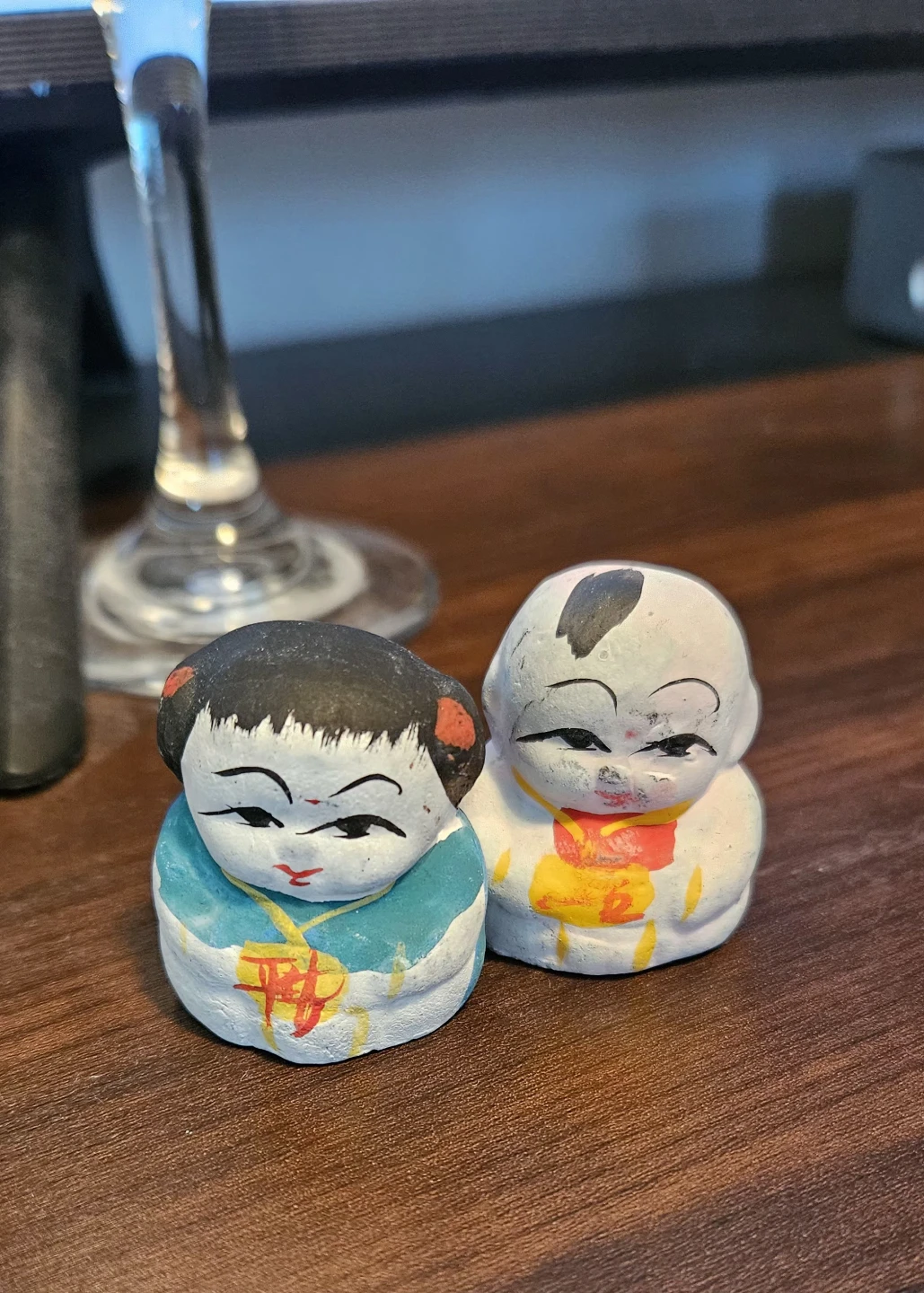 Set of Two Hand-Painted Ceramic Figurines