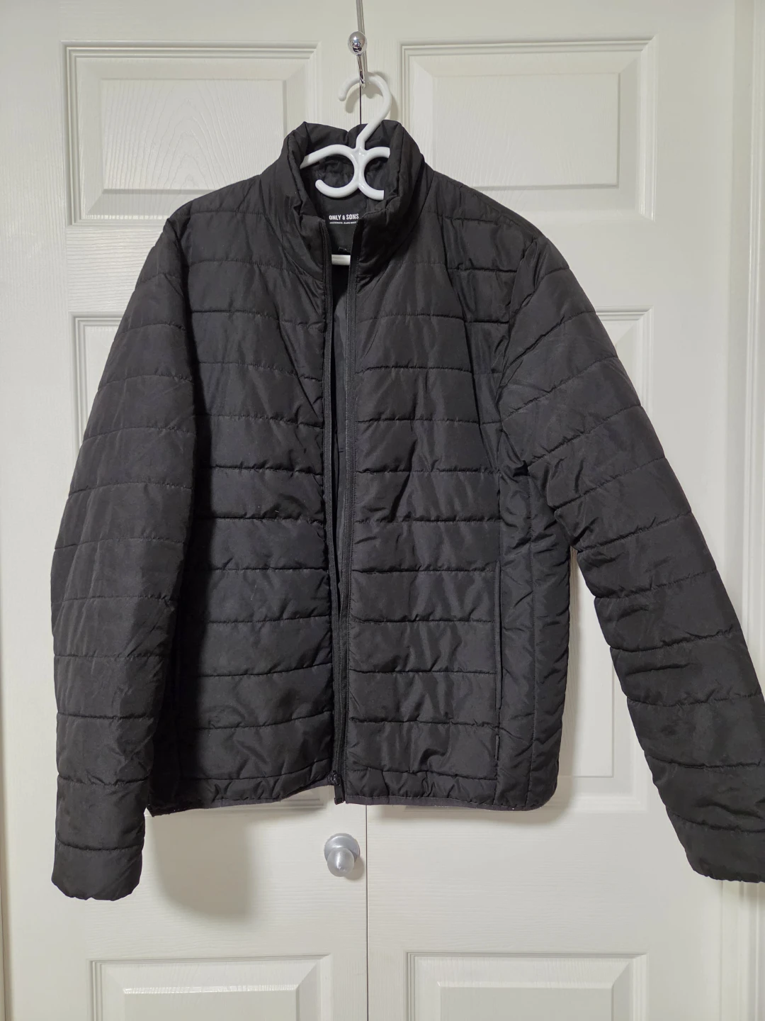 Only & Sons Black Quilted Jacket  - Size L