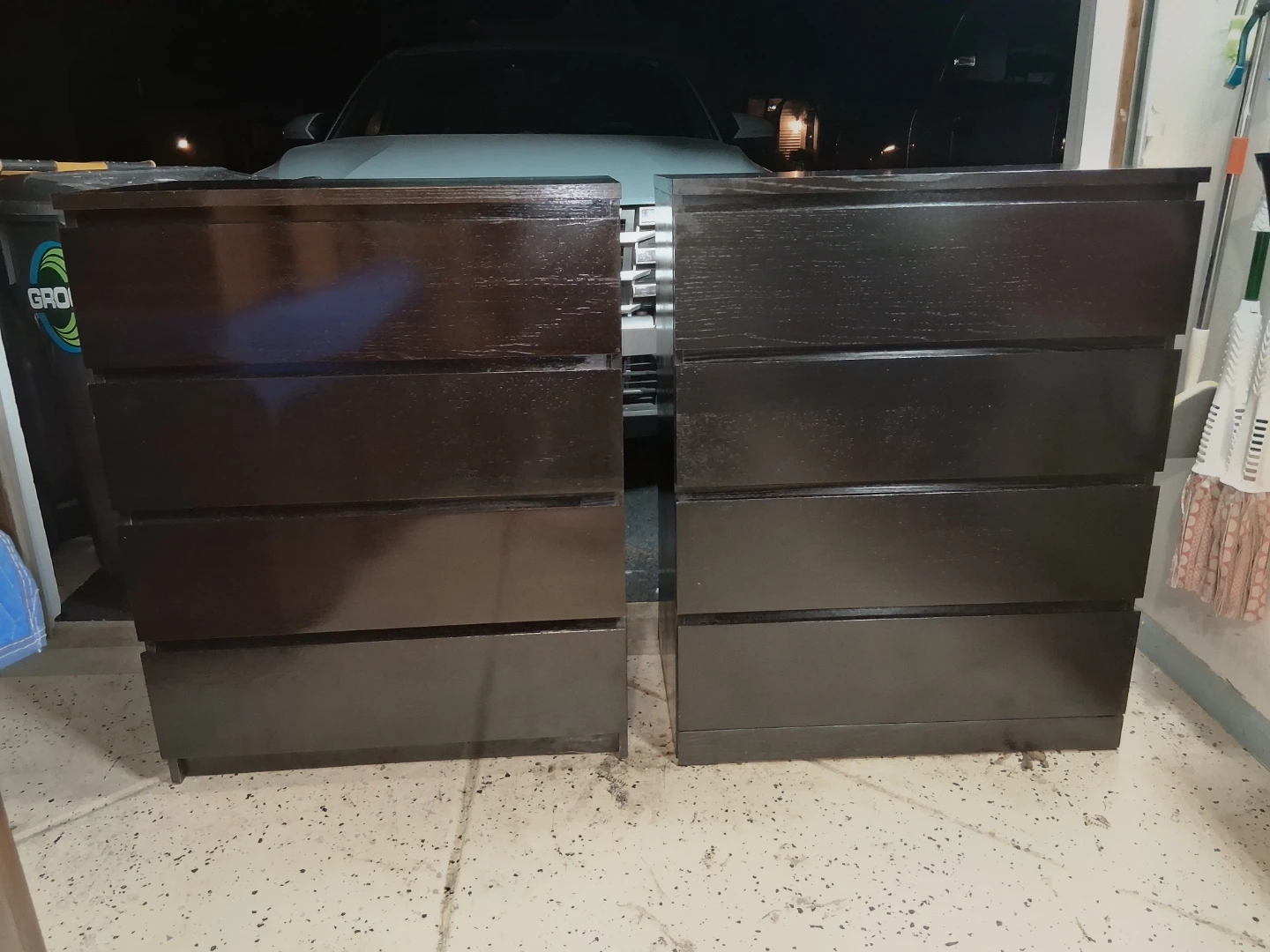 Set of Two refreshed Dark Brown Four-Drawer Dressers