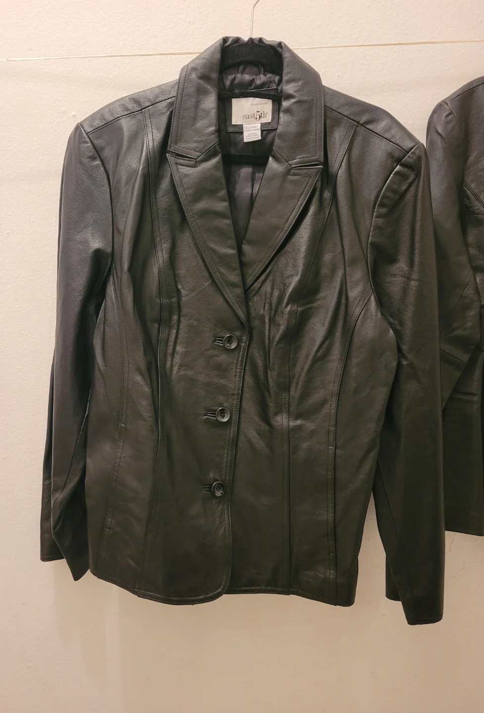 Womens East5th Leather Black Jacket blazer XL