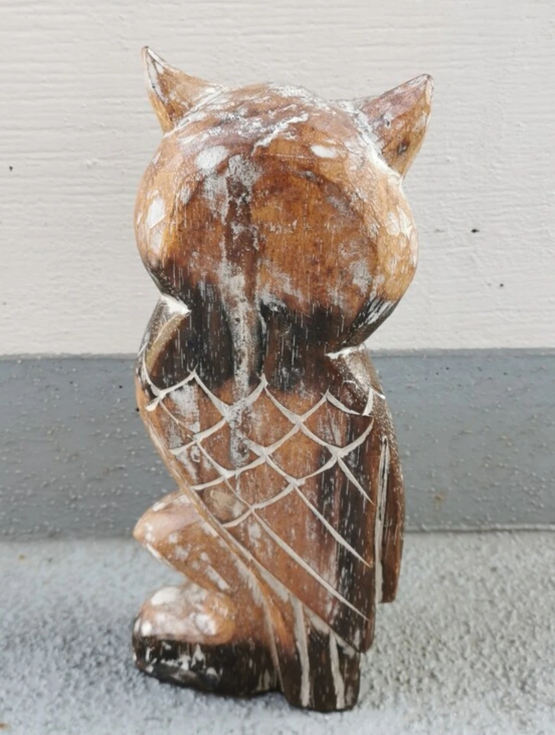 Vintage Hand-Carved Wooden Owl Figurine 12” Rustic Home Decor - photo 3