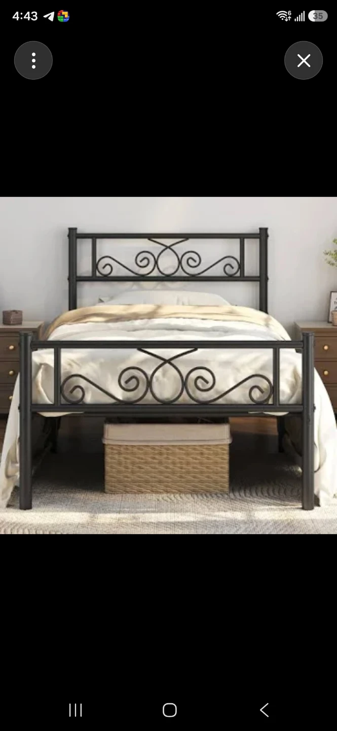 Twin XL Metal Bed Frame – Gray – Brand New
