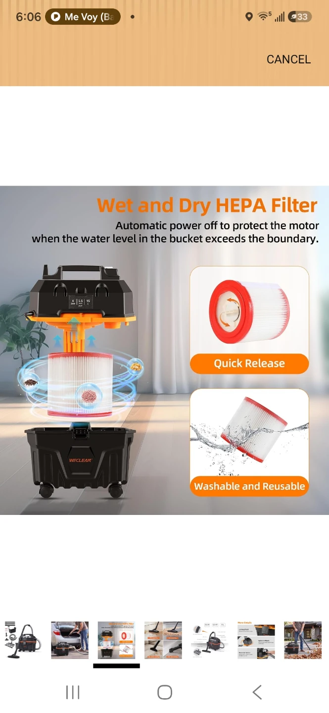 WECLEAN 4 Gallon Shop Vacuum 5.5 Peak HP - photo 4