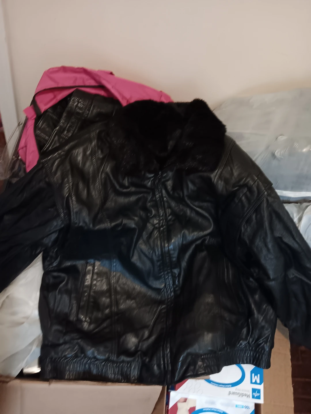 Black Leather Jacket with Fur Lining
