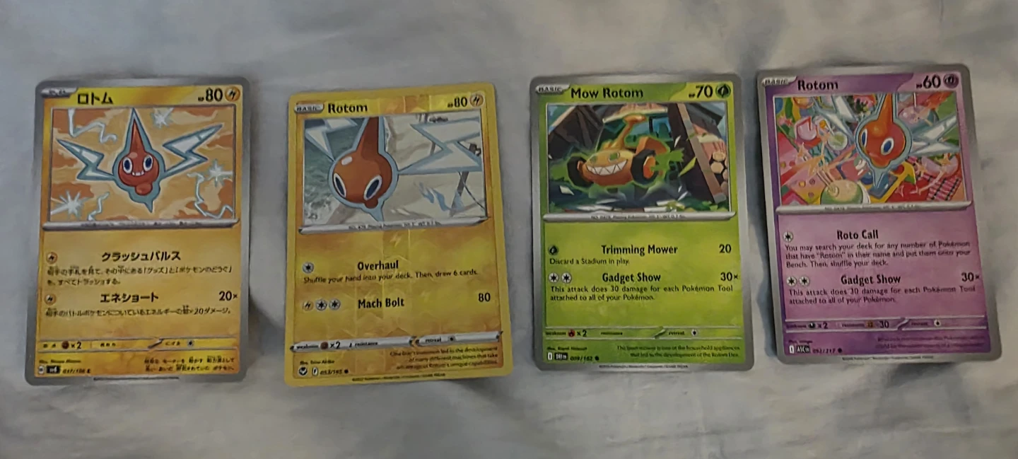 Set of 4 Pokemon Trading Cards: Rotom Collection