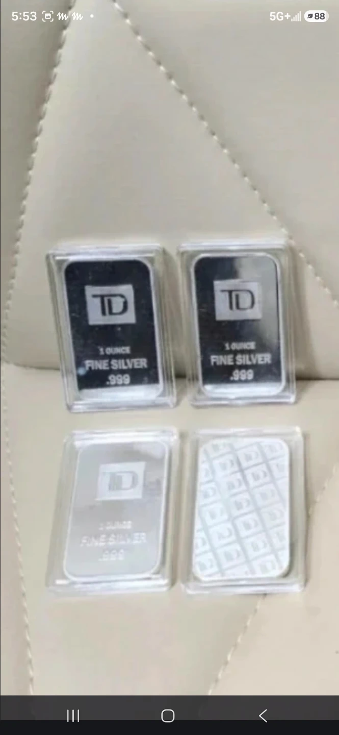 Four TD 1 Ounce Fine Silver Bars