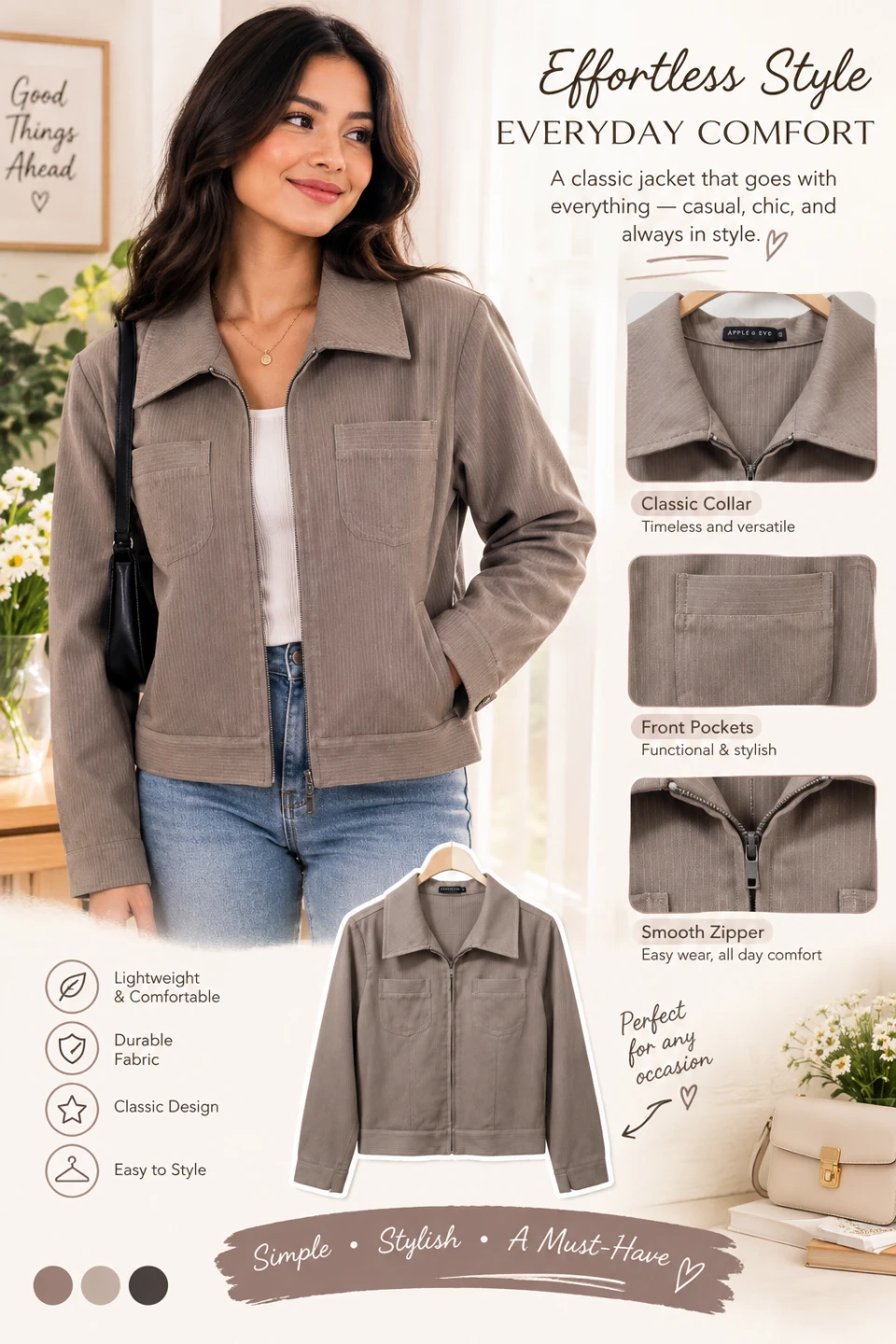 🧥Apple & Eve Taupe Jacket - Size Small🧥