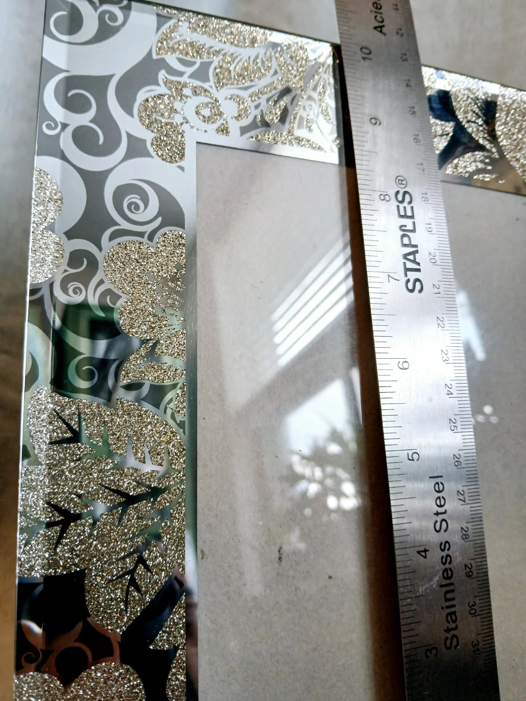 Decorative Mirrored Photo Frame with Glitter Floral Detail - photo 4